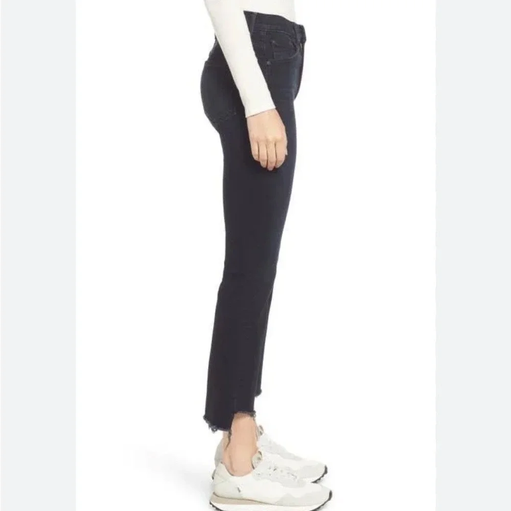 Mother Insider‎ Crop Step Fray Hem Night In Paris Jeans Women 26 Black High Rise